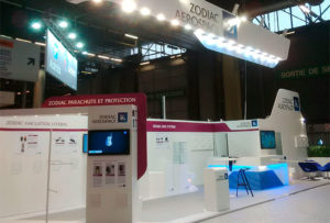 Stand sur mesure réalisé par Media Product pour la Société Zodiac Aerospace sur le salon Eurosatory