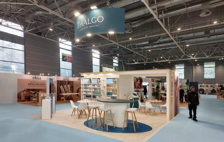 stand sur mesure réalisé pour Thalgo sur le congrès des nouvelles esthetiques et spa en 2024